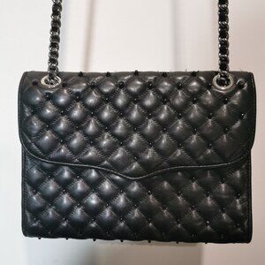 Black/Silver Quilted/Studded Crossbody/Shoulder Bag EUC #254